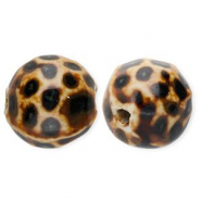 Perles en céramique 15 mm avec à pois Marron foncé-marron clair