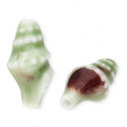 Perles en céramique buccin Vert clair-marron