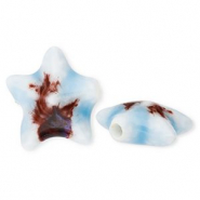 Perles en céramique étoile de mer Bleu clair-marron