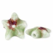 Perles en céramique étoile de mer Vert clair-marron