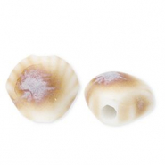 Perles en céramique coquillage Blanc cassé-marron clair