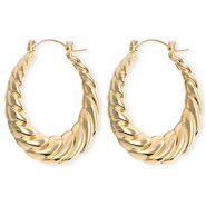 Boucles d'oreilles / créoles accroche-regard torsadé avec tige en acier inoxydable Doré