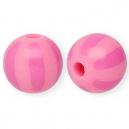 Perles acryliques 12 mm avec ray&eacute;es Rose clair-rose