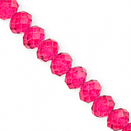 Perles &agrave; facettes 12x9&nbsp;mm disque Heishi Rose cerise&nbsp;