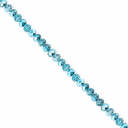 Perles &agrave; facettes 3x2&nbsp;mm disque Heishi Bleu sarcelle-pearl shine coating