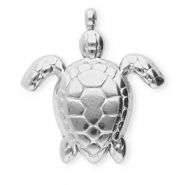Breloques en acier Inox tortue Argent&eacute;