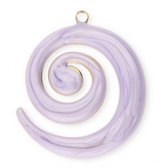 Breloques en acier Inox spirale Dor&eacute;-lilas marbr&eacute;