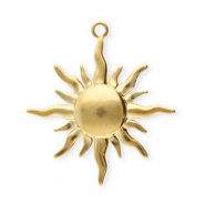 Breloques en acier Inox soleil Dor&eacute;