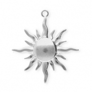 Breloques en acier Inox soleil Argent&eacute;