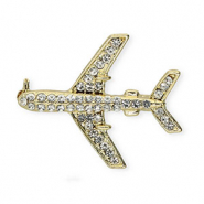 Broches avion avec strass Dor&eacute;-cristal