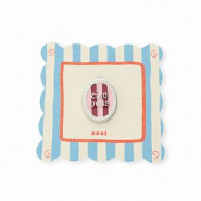 BY31® Breloques en laiton Eco-brass avec émaillée ovale Ciao bella"" Argenté-rose clair-rouge