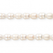 TQ Perles d’eau douce "grain de riz" 7x6 mm Blanc naturel