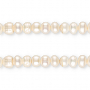 TQ Perles d’eau douce plates et rondes 7x6 mm Blanc naturel