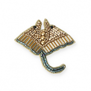 Broches raie Dor&eacute;-bleu sarcelle transparent-noir