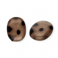 Perles acryliques ovale avec imprimé léopard Marron-marron foncé