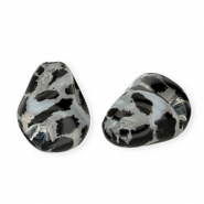 Perles acryliques goutte avec imprimé léopard Transparent-noir
