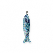 Breloques en c&eacute;ramique DQ&reg; grecque sardine Bleu