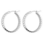 Boucles d'oreilles&nbsp;/&nbsp;cr&eacute;oles en acier Inox serpent Argent&eacute;