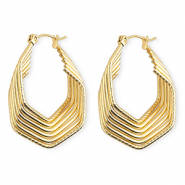 Boucles d'oreilles&nbsp;/&nbsp;cr&eacute;oles en acier Inox hexagone Dor&eacute;