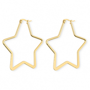 Boucles d'oreilles&nbsp;/&nbsp;cr&eacute;oles en acier Inox &eacute;toile Dor&eacute;