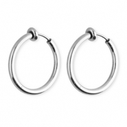 Clip&nbsp;boucles d'oreilles&nbsp;/&nbsp;cr&eacute;oles en acier Inox Argent&eacute;