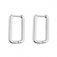 Boucles d'oreilles&nbsp;/&nbsp;cr&eacute;oles en acier Inox rectangle Argent&eacute;