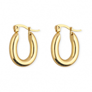 Boucles d'oreilles&nbsp;/&nbsp;cr&eacute;oles en acier Inox ovale Dor&eacute;