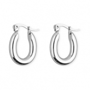 Boucles d'oreilles&nbsp;/&nbsp;cr&eacute;oles en acier Inox ovale Argent&eacute;