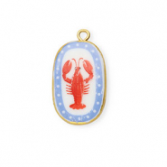 Breloques en c&eacute;ramique ovale avec cancer Dor&eacute;-blanc-bleu-rouge