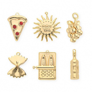 BY31® Breloques en laiton Eco-brass Lot promotionnel (6 pièces) Doré-rouge