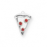 BY31® Breloques en laiton Eco-brass part de pizza Argenté-rouge