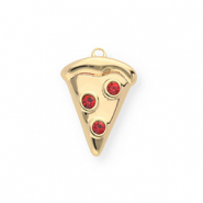 BY31® Breloques en laiton Eco-brass part de pizza Doré-rouge