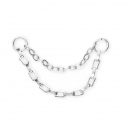 BY31&reg; Breloques / connecteurs en acier inox &agrave; maille double rangs Argent&eacute;