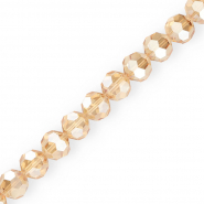 Perles à facettes ronde 14 mm Beige-revêtement brillant nacré