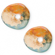 Perles en céramique DQ grecque donut Vert clair-orange