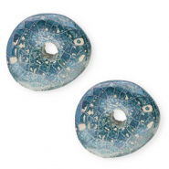 Perles en céramique DQ grecque donut mosaïque Bleu vif-blanc cassé-lilac