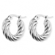 BY31&reg; Boucles d'oreilles / cr&eacute;oles en acier Inox torsad&eacute; Argent&eacute;