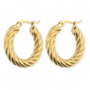 BY31&reg; Boucles d'oreilles / cr&eacute;oles en acier Inox torsad&eacute; Dor&eacute;