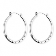 BY31&reg; Appr&ecirc;ts en acier Inox boucles d'oreilles&nbsp;/&nbsp;puces cr&eacute;oles avec 7 anneaux Argent&eacute;