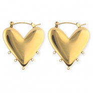 BY31® Apprêts en acier Inox boucles d'oreilles / puces créoles coeur avec 5 anneaux Doré