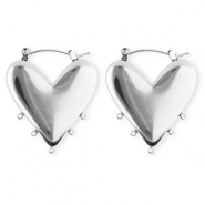 BY31&reg; Appr&ecirc;ts en acier Inox boucles d'oreilles&nbsp;/&nbsp;puces cr&eacute;oles coeur avec 5 anneaux Argent&eacute;