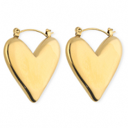 BY31&reg; Boucles d'oreilles / cr&eacute;oles en acier Inox coeur Dor&eacute;