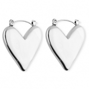 BY31&reg; Boucles d'oreilles / cr&eacute;oles en acier Inox coeur Argent&eacute;