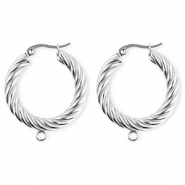 BY31&reg; Appr&ecirc;ts en acier Inox boucles d'oreilles&nbsp;/&nbsp;puces cr&eacute;oles torsad&eacute; avec anneau Argent&eacute;