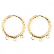 BY31&reg; Appr&ecirc;ts en acier Inox boucles d'oreilles&nbsp;/&nbsp;puces cr&eacute;oles torsad&eacute; avec 3 anneaux Dor&eacute;