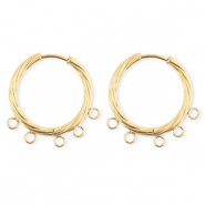 BY31&reg; Appr&ecirc;ts en acier Inox boucles d'oreilles&nbsp;/&nbsp;puces cr&eacute;oles torsad&eacute; avec 5 anneaux Dor&eacute;