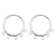 BY31&reg; Appr&ecirc;ts en acier Inox boucles d'oreilles&nbsp;/&nbsp;puces cr&eacute;oles torsad&eacute; avec 5 anneaux Argent&eacute;