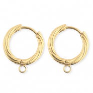 BY31&reg; Appr&ecirc;ts en acier Inox boucles d'oreilles&nbsp;/&nbsp;puces cr&eacute;oles torsad&eacute; avec anneau Dor&eacute;