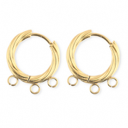 BY31® Apprêts en acier Inox boucles d'oreilles / puces créoles torsadé avec 3 anneaux Doré