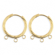 BY31&reg; Appr&ecirc;ts en acier Inox boucles d'oreilles&nbsp;/&nbsp;puces cr&eacute;oles torsad&eacute; avec 3 anneaux Dor&eacute;